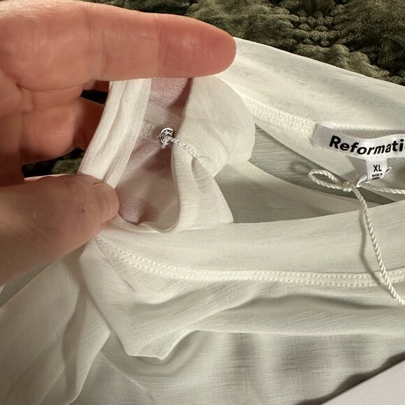 NWT Reformation Seline Knit Top Ivory L Deadstock Sheer Lightweight Long Sleeve - Picture 5 of 8